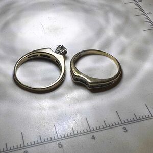 14k Gold Diamond Rings - Bridal Set